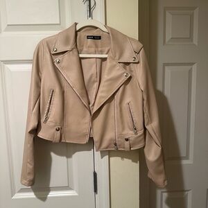 Zara Light Tan Faux Leather Jacket